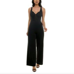Crave Fame Juniors' Strappy Sweetheart-Neck Jumpsuit - Black